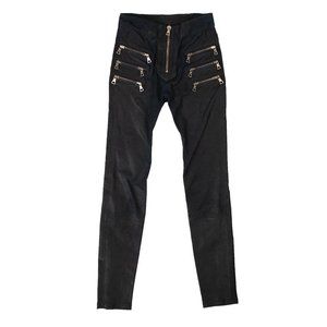UNRAVEL PROJECT Navy Blue Textured Skinny Pants Size 26 $1735
